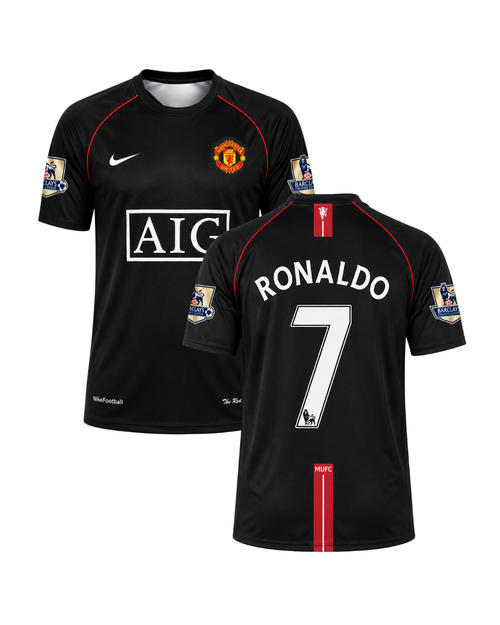 Ronaldo 2008 Manchester United Kısa Kollu Siyah Retro Futbol Forması