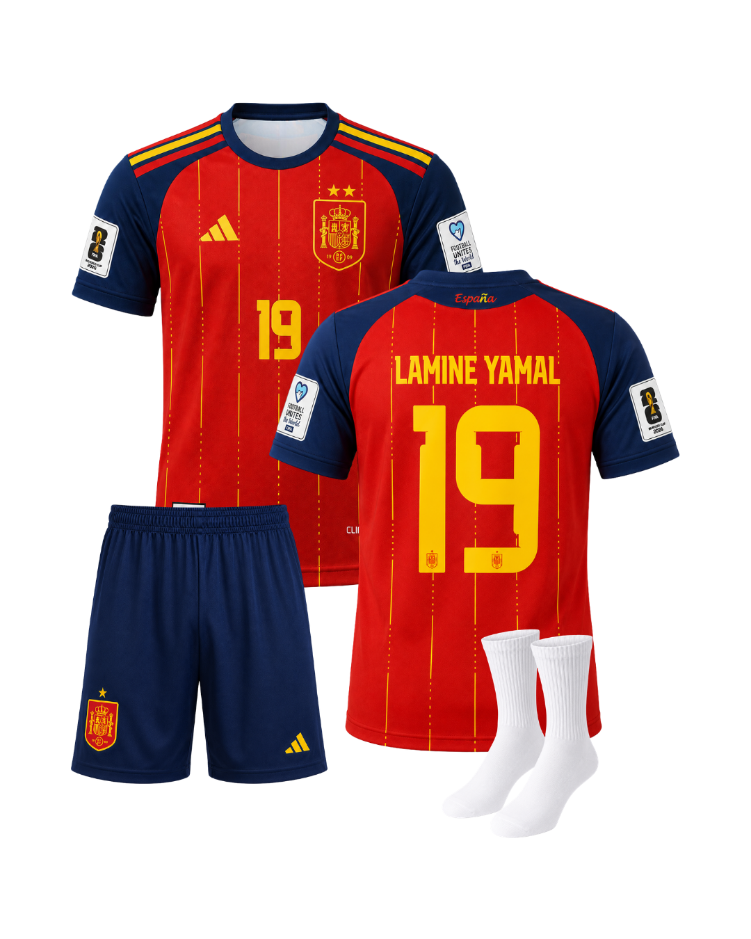 Lamine Yamal İspanya 2026 Dünya Kupası İç Saha 3'lü Çocuk Futbol Forma Seti ( Forma,şort ve çorap )