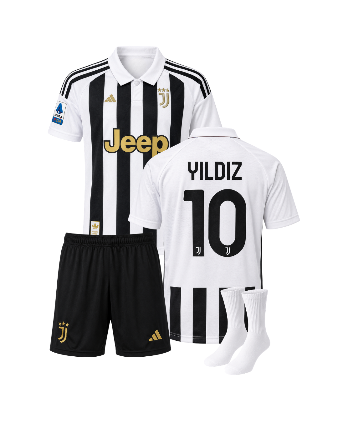 Kenan Yıldız Juventus 26/27 Yeni Sezon İç Saha 3'lü Çocuk Futbol Forma Seti (Forma,şort ve çorap)