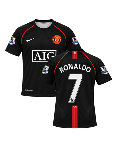 Ronaldo Manchester United 2008 Sezonu Siyah Retro 3'lü Çocuk Futbol Forma Seti (Forma,şort ve çorap)