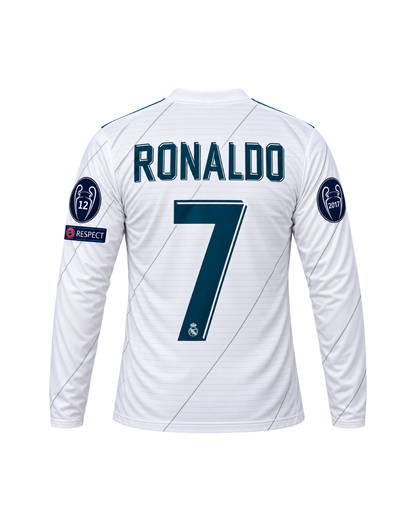 Ronaldo Real Madrid 2018 Şampiyonlar Ligi Finali Uzun Kollu 3'lü Çocuk Futbol Forma Seti ( Forma,şort ve çorap )