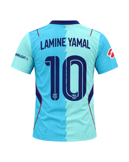 Lamine Yamal Barcelona 26/27 Yeni Sezon Turkuaz Alternatif 3'lü Çocuk Futbol Forma Seti ( Forma,şort ve çorap )