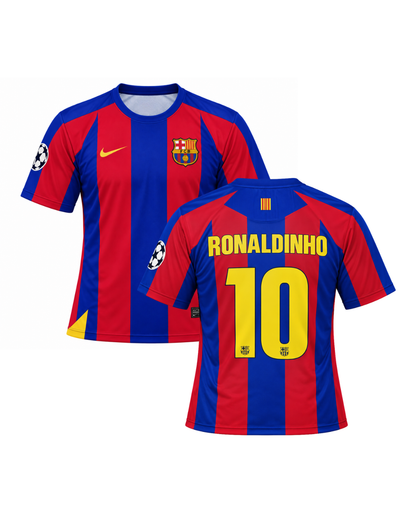 Ronaldinho 05/06 Sezonu Barcelona Retro 3'lü Çocuk Futbol Forma Seti (Forma,şort ve çorap)