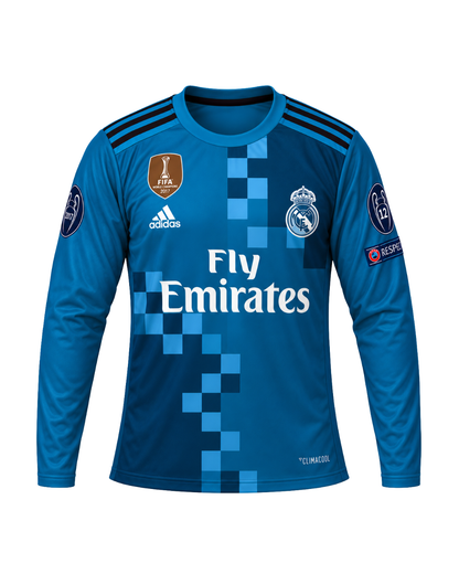 Ronaldo Real Madrid Uzun Kollu Turkuaz 2018 Sezonu Deplasman 3'lü Çocuk Futbol Forma Seti (Forma,şort ve çorap)