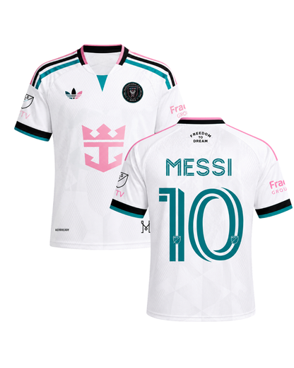 Messi Inter Miami 26/27 Beyaz Alternatif 3'lü Çocuk Futbol Forma Seti ( Forma,şort ve çorap )
