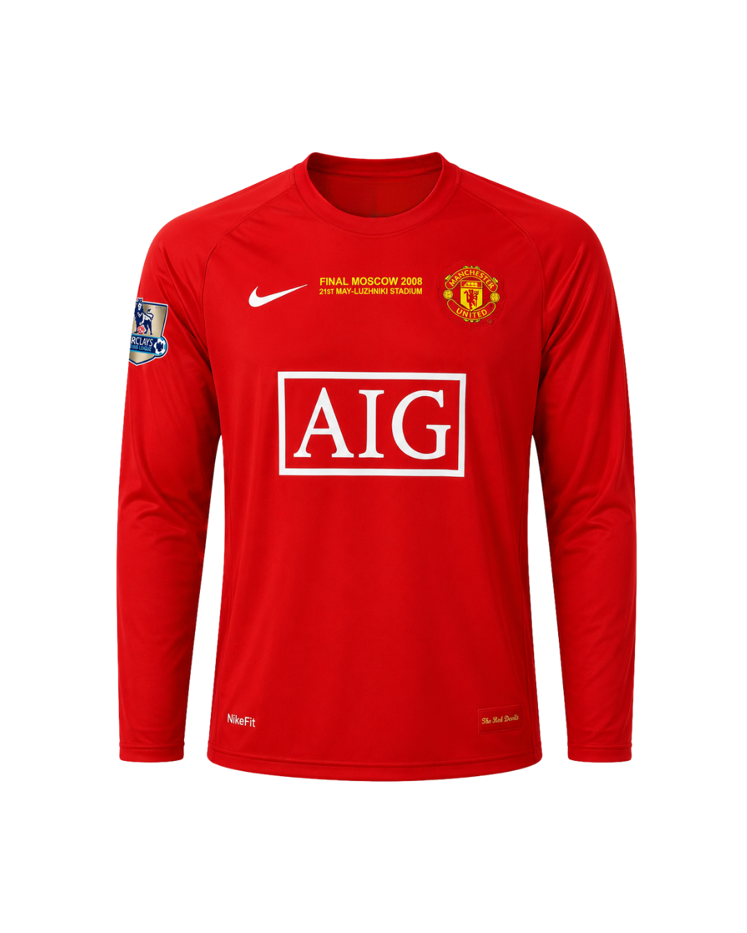 Ronaldo Manchester United 2008 Moscow Finali Kırmızı Uzun Kollu Retro 3'lü Çocuk Futbol Forma Seti (Forma,şort ve çorap)