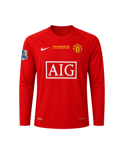 Ronaldo Manchester United 2008 Moscow Finali Kırmızı Uzun Kollu Retro 3'lü Çocuk Futbol Forma Seti (Forma,şort ve çorap)
