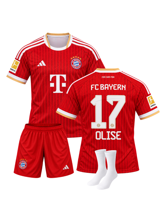 Michael Olise Bayern Münih 26/27 Yeni Sezon İç Saha 3'lü Çocuk Futbol Forma Seti (Forma,şort ve çorap)