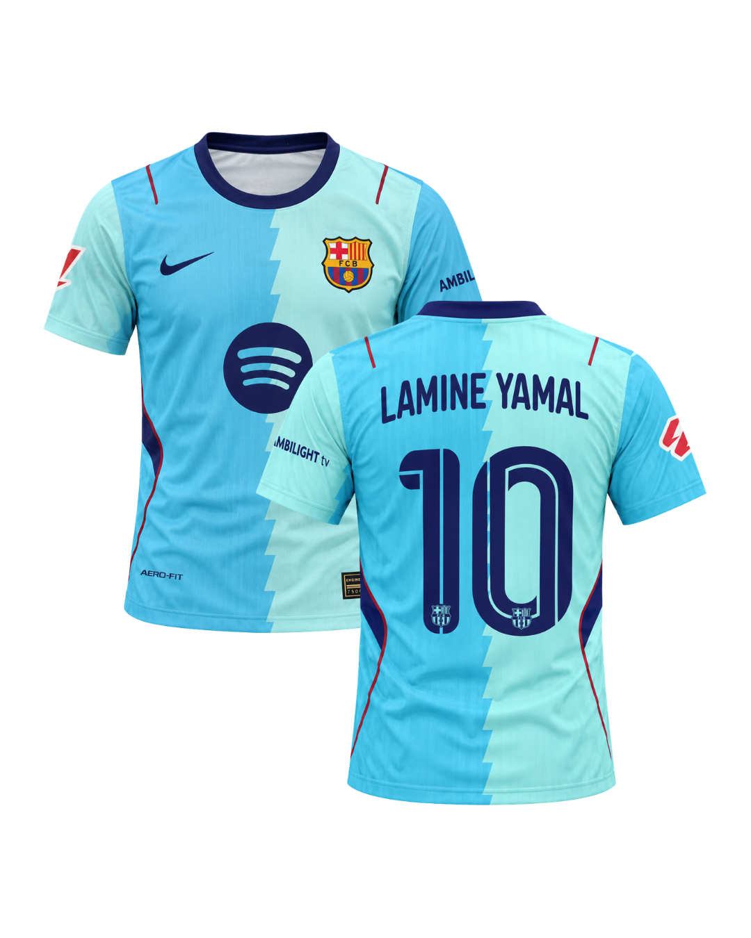 Lamine Yamal Barcelona 26/27 Yeni Sezon Turkuaz Alternatif 3'lü Çocuk Futbol Forma Seti ( Forma,şort ve çorap )