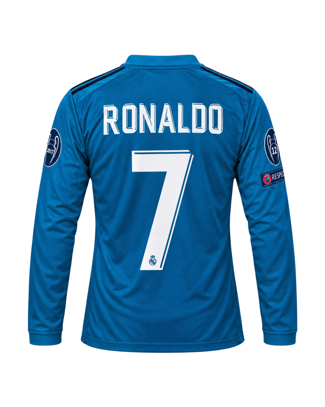 Ronaldo Real Madrid Uzun Kollu Turkuaz 2018 Sezonu Deplasman 3'lü Çocuk Futbol Forma Seti (Forma,şort ve çorap)