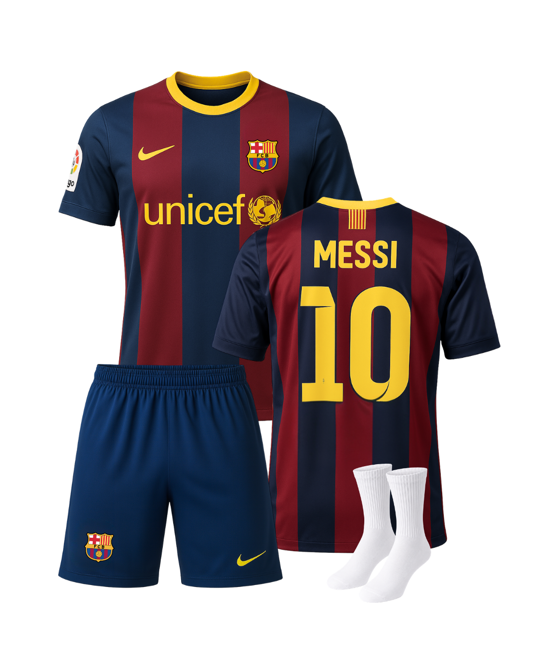 Messi Barcelona Retro 3'lü Çocuk Futbol Forması (Forma,şort ve çorap)