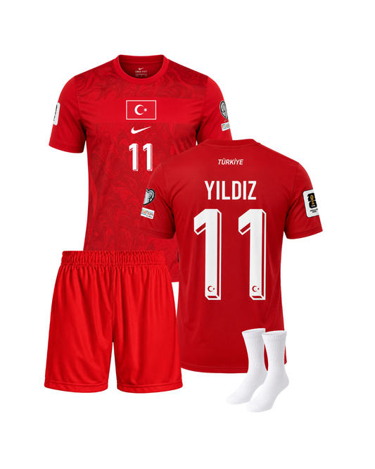 Kenan Yıldız Türkiye 2026 Dünya Kupası Kırmızı 3'lü Çocuk Futbol Forması
