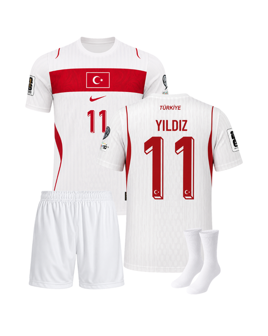 Kenan Yıldız Türkiye 2026 Dünya Kupası Beyaz 3'lü Çocuk Futbol Forması