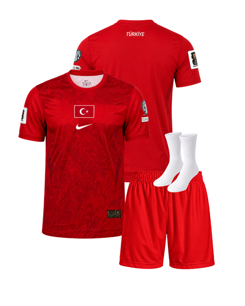 Türkiye 2026 Dünya Kupası Kırmızı 3'lü Çocuk Futbol Forması